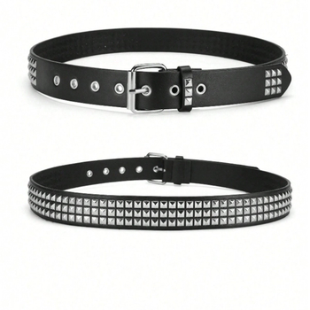 Europietiškas ir amerikietiškas tarpvalstybinis kvadratinių karoliukų kniedžių piramidės inkrustuotas moteriškas diržas pankroko stiliaus asmenybės kilpelės dekoratyvinis diržas moterims