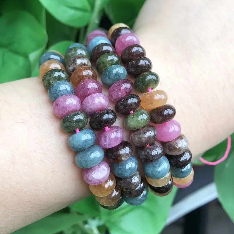 Mărgele abacus din turmalină naturală de 5*8 mm, mărgele roată, mărgele vrac, lucrate manual, brățară DIY, accesorii pentru bijuterii, mărgele, en-gros