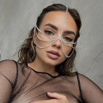 Διασυνοριακή μόδα απλή πολυεπίπεδη αλυσίδα προσώπου μάσκα κοσμήματα αξεσουάρ διακόσμησης λαμπερά μαλλιά νερό τρυπάνι αλυσίδα κοσμήματα γυναίκες