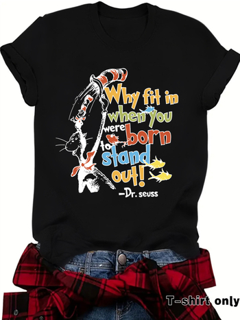 „Amazon“ nepriklausoma stotis, Europos ir Amerikos animacinių filmukų raštų spausdinimas, apvalios iškirptės, laisvi trumpomis rankovėmis, plius dydžio marškinėliai, tarpvalstybinė užsienio prekyba.