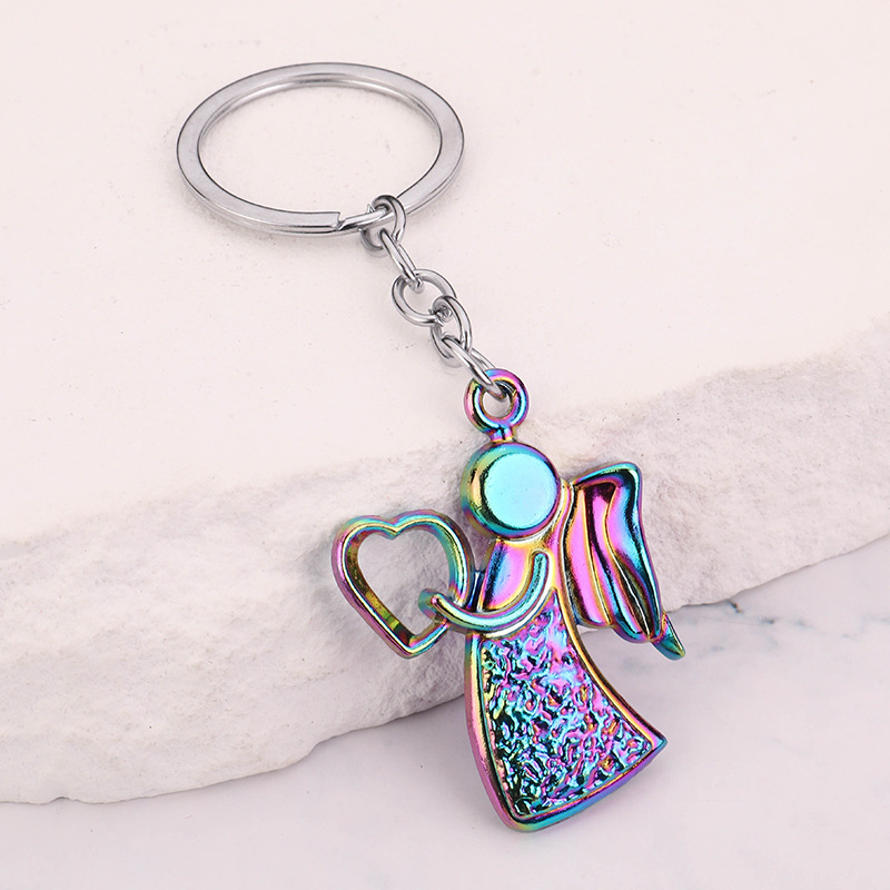 În stoc, cadou creativ en-gros, cadou mic, desene animate drăguțe, seria Little Angel Girl, breloc, pandantiv, set de două piese