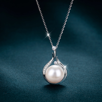 Εργοστάσιο Χονδρικής Φυσικό Κολιέ από Μαργαριτάρια Γλυκού Νερού Κολιέ Γυναικείο Δώρο Γενεθλίων Ασημένιο Μενταγιόν για Μαλλιά