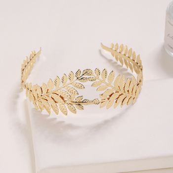 Super fėjos retro stiliaus lapų karūnos presuotų plaukų lankelis, europietiško ir amerikietiško stiliaus, personalizuota madinga auksinių lapų galvos juosta