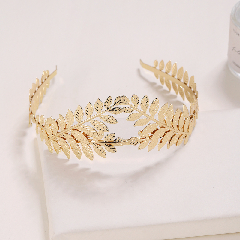 Super fėjos retro stiliaus lapų karūnos presuotų plaukų lankelis, europietiško ir amerikietiško stiliaus, personalizuota madinga auksinių lapų galvos juosta