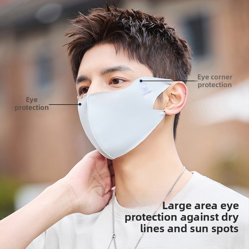 Лятна нова 5D Ice Silk слънцезащитна маска в едноцветен цвят, триизмерна UV защита UPF50 + слънцезащитна маска за цялото лице