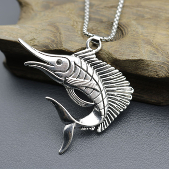 Κορεάτικο μενταγιόν ξιφίας, μοντέρνο ανδρικό κολιέ χιπ χοπ σε στυλ τετράγωνης αλυσίδας για άνδρες