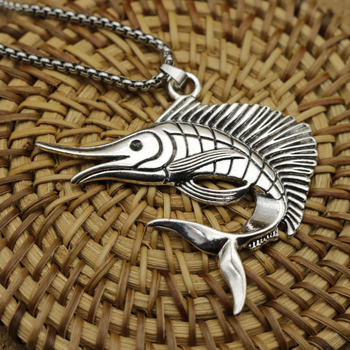 Κορεάτικο μενταγιόν ξιφίας, μοντέρνο ανδρικό κολιέ χιπ χοπ σε στυλ τετράγωνης αλυσίδας για άνδρες