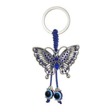 Μπρελόκ με διασυνοριακό σχέδιο, μάτι του διαβόλου, φύλλα πεταλούδας, διασυνοριακό κόσμημα, δημιουργικό μπρελόκ με μπλε μάτι, μενταγιόν με τσάντα