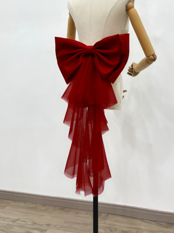 Originaal ehted satiinist võrgust lipsu vöökohaga pulmakleit fotograafia aksessuaarid saba eksport V148