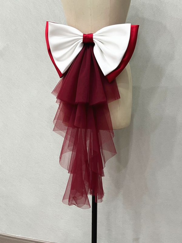 Originaal ehted satiinist võrgust lipsu vöökohaga pulmakleit fotograafia aksessuaarid saba eksport V148