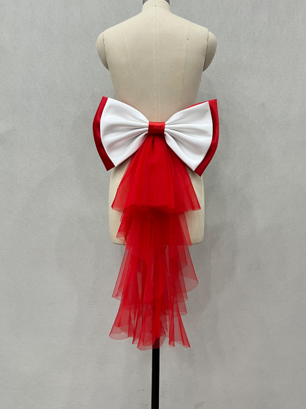 Originaal ehted satiinist võrgust lipsu vöökohaga pulmakleit fotograafia aksessuaarid saba eksport V148