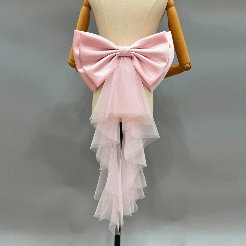 Originaal ehted satiinist võrgust lipsu vöökohaga pulmakleit fotograafia aksessuaarid saba eksport V148