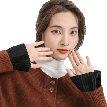 Νέα πλισέ μαργαριταρένια αξεσουάρ μανσέτας με δαντέλα, κομψό διακοσμητικό μανσέτα, ψεύτικο κολάρο