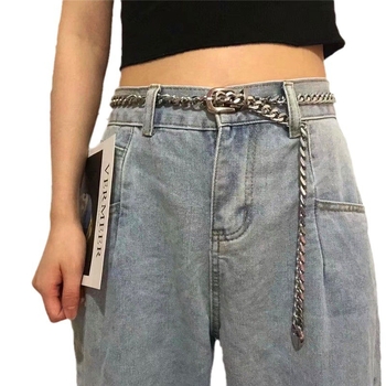 Γυναικεία ζώνη με αλυσίδα, απλή μεταλλική ζώνη σε κορεατικό στιλ, πανκ στυλ, φοιτητική μόδα, διακόσμηση jk παντελόνι, ζώνη με αλυσίδα, ανδρική ζώνη