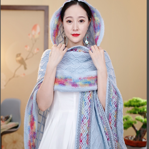 Kasdienis universalus personalizuotas tamsaus rašto šalikas su apvadais, paprastas, madingas, universalus, patogus, kvėpuojantis, šiltas, gobtuvas