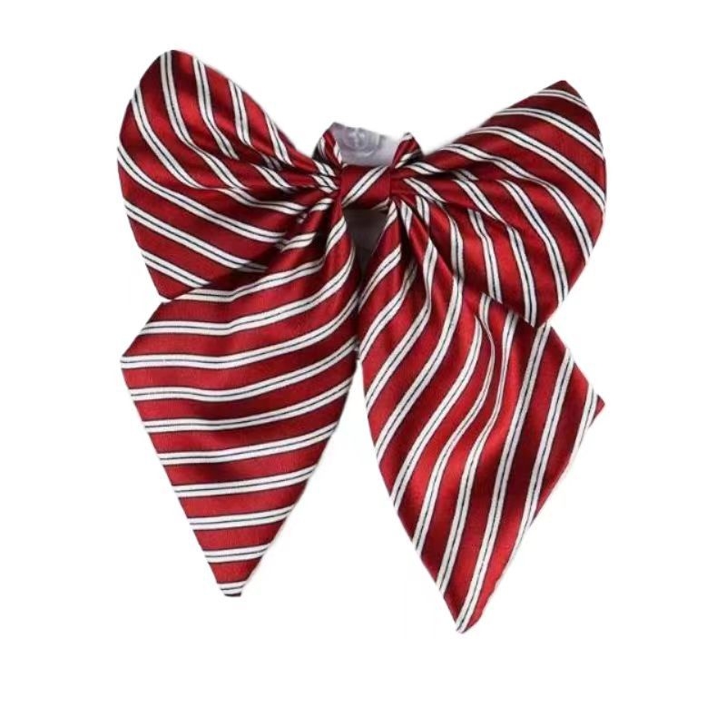 Spalvoti dryžuoti dalykiniai vyriški ir moteriški darbo marškiniai su kaspino apykakle ir balti derantys kaklaraiščiai, bankiniai kaklaraiščiai