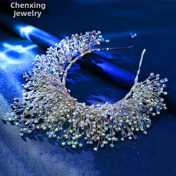Star CX193 Euroopa ja Ameerika pulmakleit Suure krooniga peakate Pulmapruudi atmosfäärilised juukseaksessuaarid Krüptitud läikiva kividega juukserõngas
