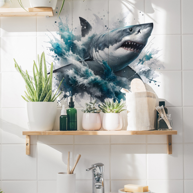 Personaalne 3D visuaalne loominguline haikleebis WC-potile, isekleepuv koomiksiga WC-kleebis lastetoa taustakleebis