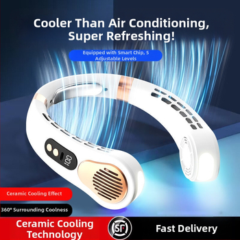 Y9Q Ανεμιστήρας λαιμού χωρίς φύλλα, εξαιρετικά μεγάλη διάρκεια ζωής μπαταρίας, ψυγείο από πορσελάνη πάγου, επαναφορτιζόμενη USB, αθόρυβη φορητή συσκευή για μαθητή, αθλητικός θεός
