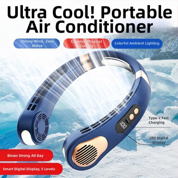 Y9Q Ανεμιστήρας λαιμού χωρίς φύλλα, εξαιρετικά μεγάλη διάρκεια ζωής μπαταρίας, ψυγείο από πορσελάνη πάγου, επαναφορτιζόμενη USB, αθόρυβη φορητή συσκευή για μαθητή, αθλητικός θεός