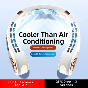 Y9Q Ανεμιστήρας λαιμού χωρίς φύλλα, εξαιρετικά μεγάλη διάρκεια ζωής μπαταρίας, ψυγείο από πορσελάνη πάγου, επαναφορτιζόμενη USB, αθόρυβη φορητή συσκευή για μαθητή, αθλητικός θεός