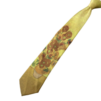 Εργοστάσιο σε απόθεμα χονδρικής απομίμηση μεταξωτής εκτύπωσης γραβάτα σειράς ζωγραφικής με λάδι Βαν Γκογκ αντίκα αμερικανική ρετρό casual