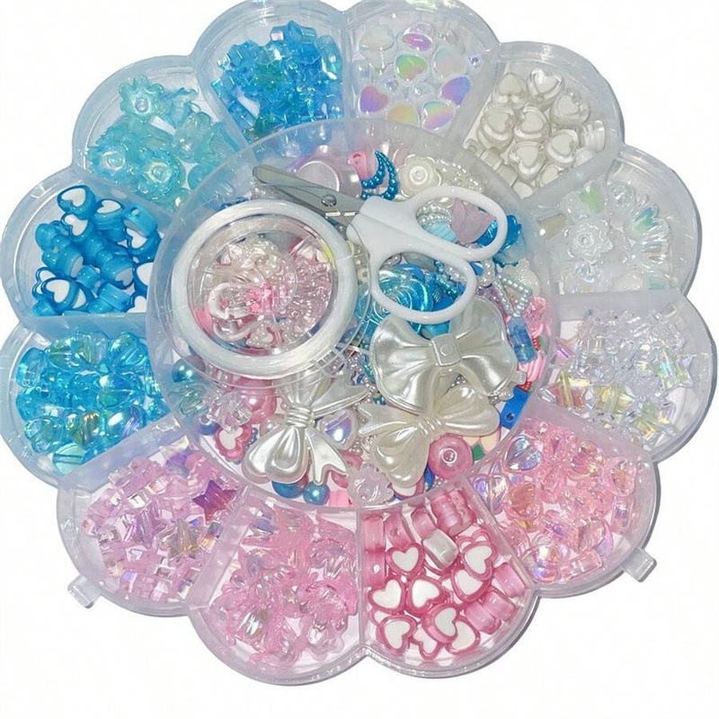 Spalvinga 13 grotelių slyvų žiedų lėkščių rinkinys dėžutėje, tarpvalstybinis, karštai parduodamas „pasidaryk pats“ papuošalų apyrankių papuošalų aksesuaras