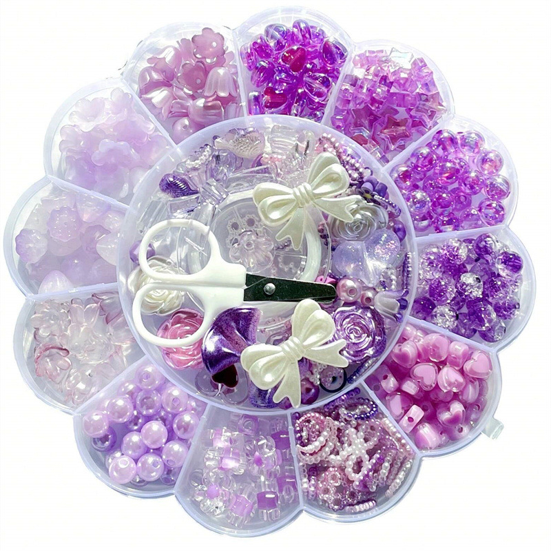 Spalvinga 13 grotelių slyvų žiedų lėkščių rinkinys dėžutėje, tarpvalstybinis, karštai parduodamas „pasidaryk pats“ papuošalų apyrankių papuošalų aksesuaras