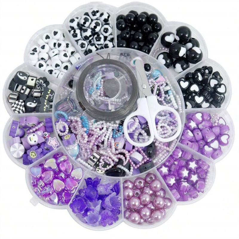 Spalvinga 13 grotelių slyvų žiedų lėkščių rinkinys dėžutėje, tarpvalstybinis, karštai parduodamas „pasidaryk pats“ papuošalų apyrankių papuošalų aksesuaras