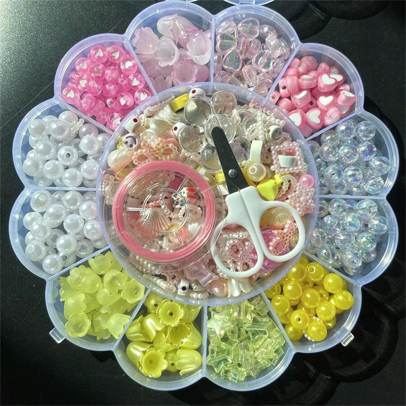 Spalvinga 13 grotelių slyvų žiedų lėkščių rinkinys dėžutėje, tarpvalstybinis, karštai parduodamas „pasidaryk pats“ papuošalų apyrankių papuošalų aksesuaras