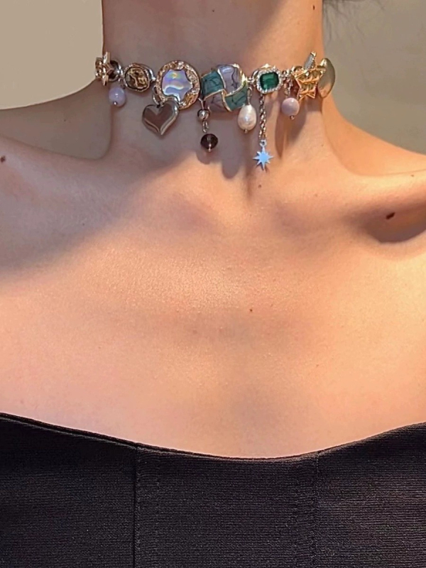 Originalni dizajn emajlirane ogrlice, vintage retro izuzetna ručno izrađena ogrlica