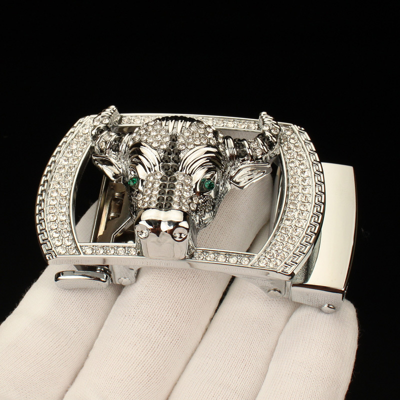 Zodiaka govs ādas galvas vīriešu automātiskā sprādzes galva ar vidukli, galvas sprādzi, bikses ar sprādzi, jostas sprādze, 3,5 cm dimanta komplekts