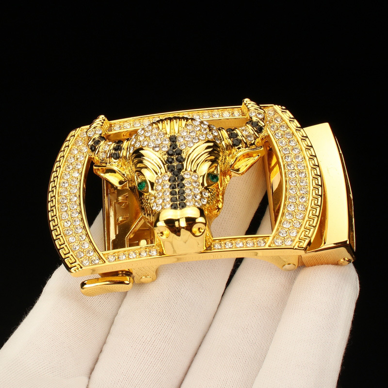 Zodiaka govs ādas galvas vīriešu automātiskā sprādzes galva ar vidukli, galvas sprādzi, bikses ar sprādzi, jostas sprādze, 3,5 cm dimanta komplekts