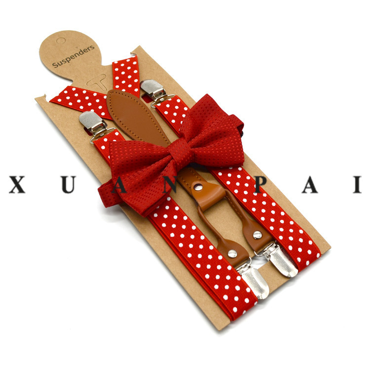 Tarpvalstybinės unisex suaugusiųjų 4 segtukų banguotų taškų petnešos su diržo lanko mazgu komplektas užsienio prekybai vidaus sprogimai kelnės diržo segtukas