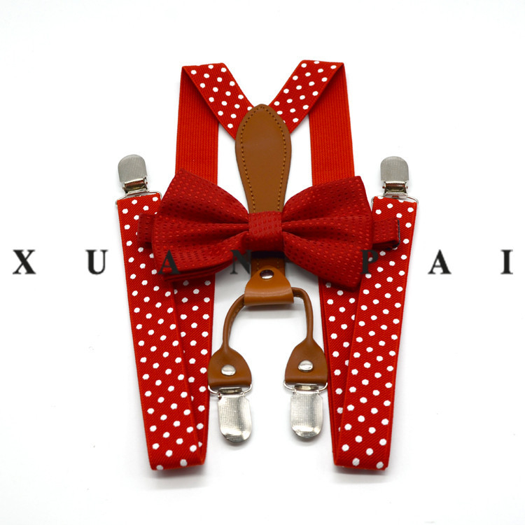 Tarpvalstybinės unisex suaugusiųjų 4 segtukų banguotų taškų petnešos su diržo lanko mazgu komplektas užsienio prekybai vidaus sprogimai kelnės diržo segtukas