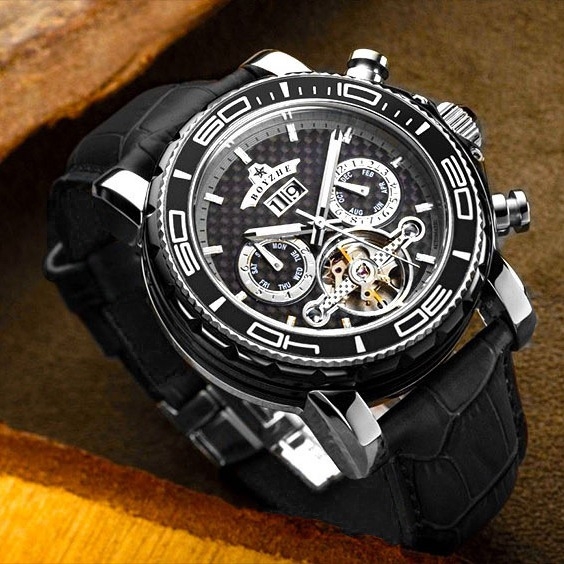 Boyzhe-Hanwei Ceasuri bărbătești elegante, ceas mecanic la modă, ceas multifuncțional pentru bărbați, ceas mecanic casual pentru bărbați