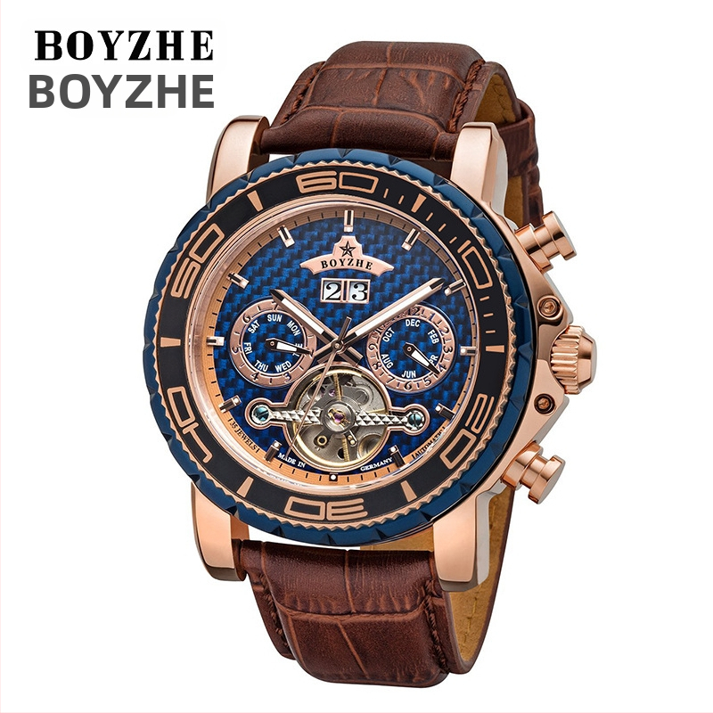 Boyzhe-Hanwei stiilne meeste käekell, moodne mehaaniline käekell, multifunktsionaalne meeste käekell, mehaaniline käekell, vabaaja meeste käekell