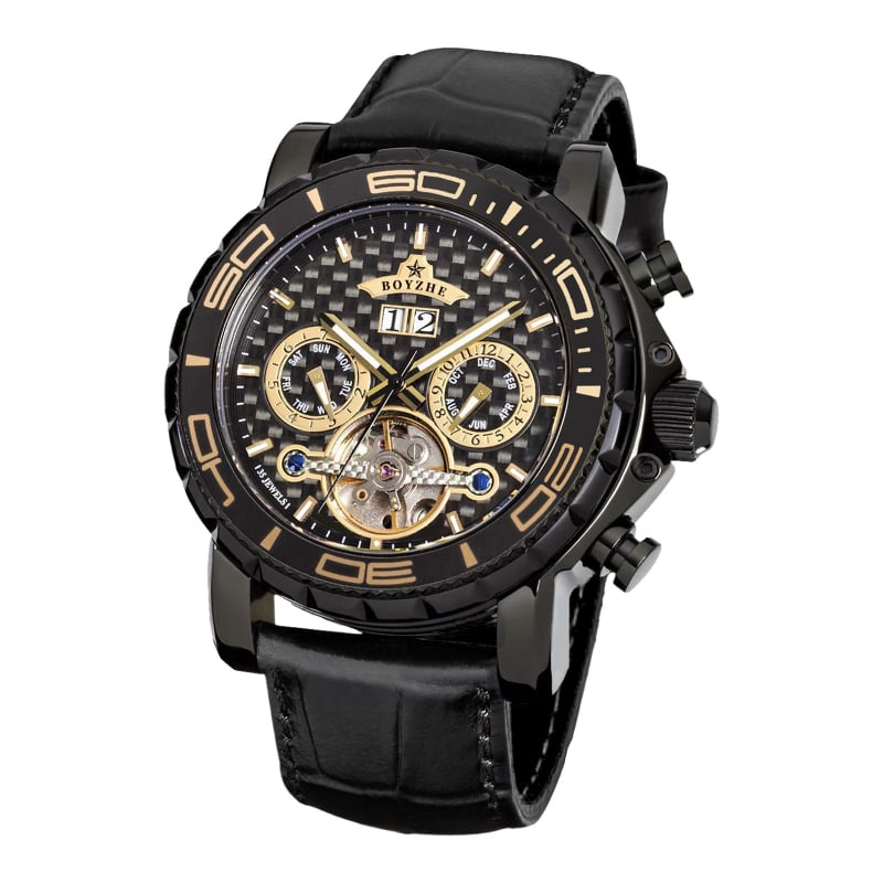 Boyzhe-Hanwei stiilne meeste käekell, moodne mehaaniline käekell, multifunktsionaalne meeste käekell, mehaaniline käekell, vabaaja meeste käekell