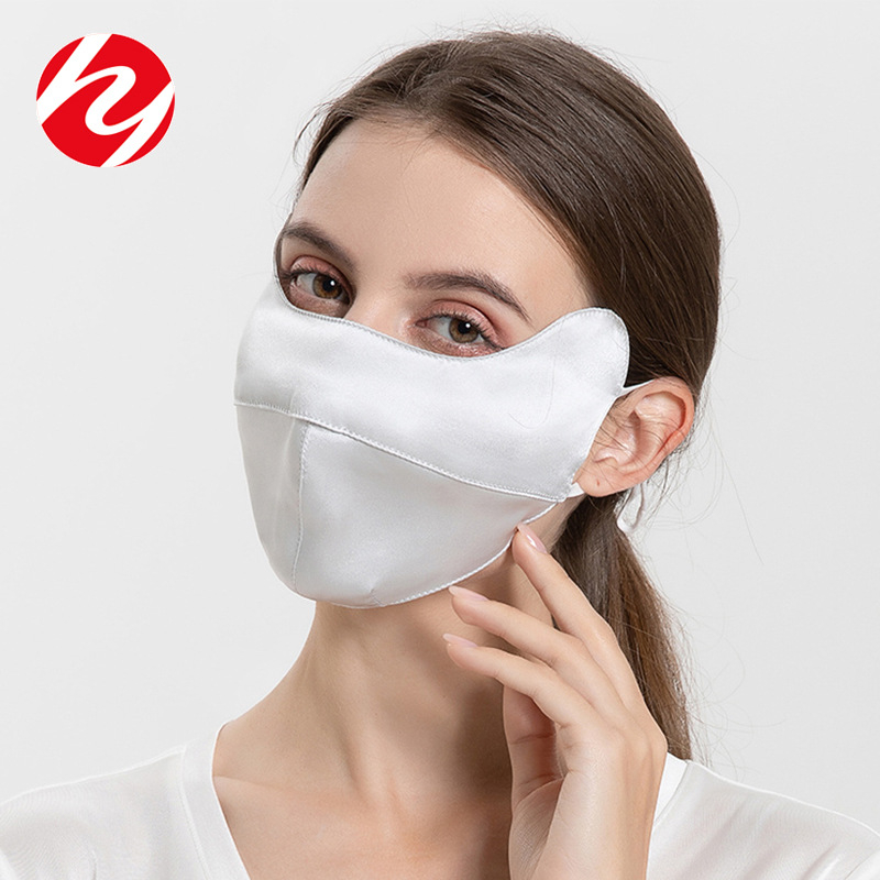 Šilkinė kaukė moterims, apsauganti nuo ultravioletinių spindulių, kvėpuojanti nuo saulės, šilkmedžio šilko veido kaukė, akių kampučių apsauga, viso veido apsauga, vasarinis skėtis nuo saulės