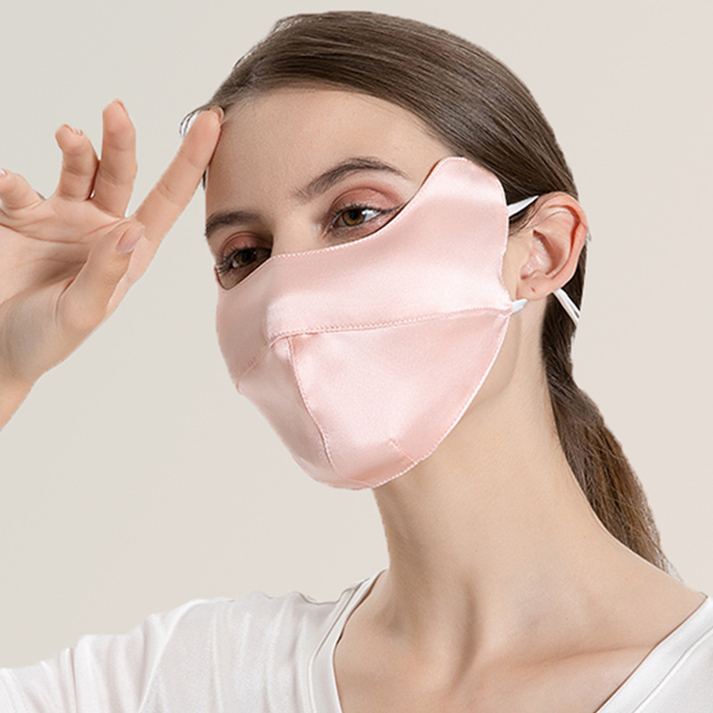 Šilkinė kaukė moterims, apsauganti nuo ultravioletinių spindulių, kvėpuojanti nuo saulės, šilkmedžio šilko veido kaukė, akių kampučių apsauga, viso veido apsauga, vasarinis skėtis nuo saulės