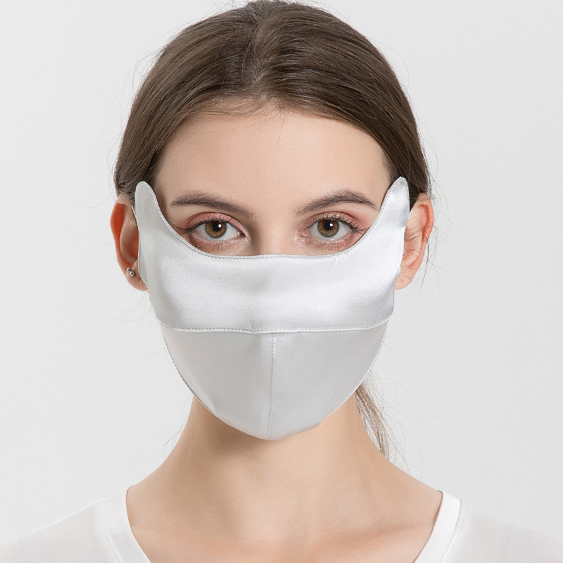 Šilkinė kaukė moterims, apsauganti nuo ultravioletinių spindulių, kvėpuojanti nuo saulės, šilkmedžio šilko veido kaukė, akių kampučių apsauga, viso veido apsauga, vasarinis skėtis nuo saulės