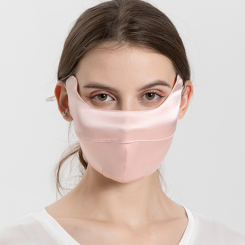 Šilkinė kaukė moterims, apsauganti nuo ultravioletinių spindulių, kvėpuojanti nuo saulės, šilkmedžio šilko veido kaukė, akių kampučių apsauga, viso veido apsauga, vasarinis skėtis nuo saulės