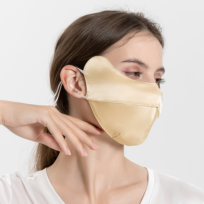 Šilkinė kaukė moterims, apsauganti nuo ultravioletinių spindulių, kvėpuojanti nuo saulės, šilkmedžio šilko veido kaukė, akių kampučių apsauga, viso veido apsauga, vasarinis skėtis nuo saulės