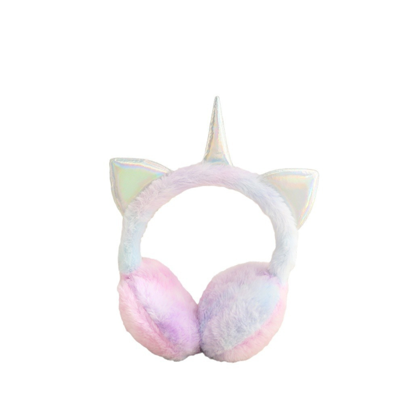 Vaikiškos animacinių filmukų šiltos ausinės rudens ir žiemos vaivorykštės „Macaron“ vienaragio šalčiui atsparios ausinės ištraukiamos ausinės ausims šildyti