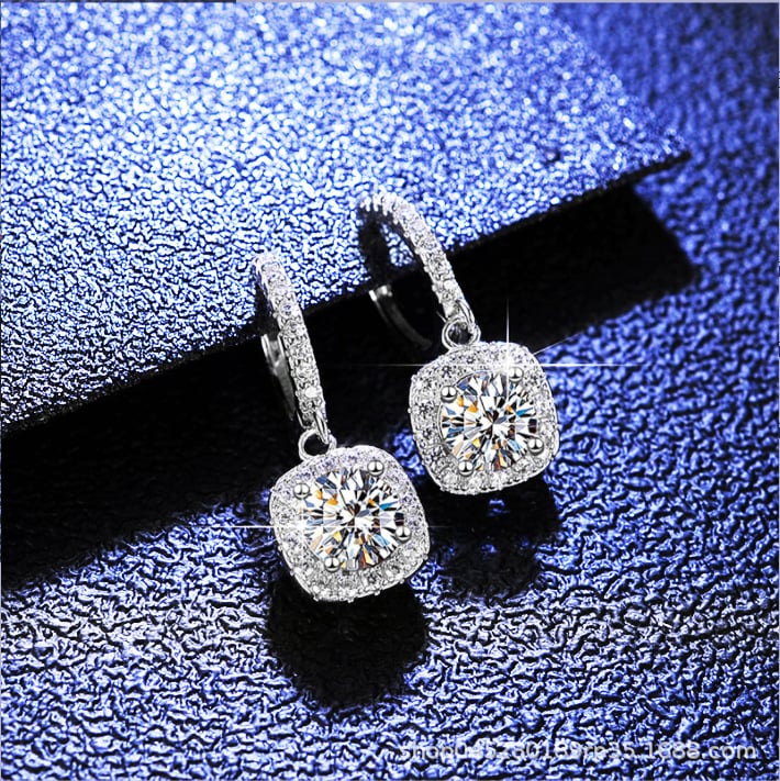 Обеци Mossan Diamond 925 от чисто сребро с диаманти Hao, темпераментни, прости, подарък за фестивала Танабата, електронна търговия