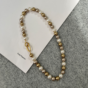 Αξεσουάρ κολιέ με μαργαριτάρια μικτού χρώματος, γυναικεία, πιο εύκολα για να ταιριάζουν, πολυτελής κοσμηματοποιία, ελαφρύ πολυτελές ρετρό κολιέ με χάντρες, πουλόβερ, αλυσίδα κοσμημάτων