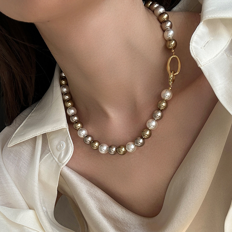 Mišrių spalvų perlų vėrinio aksesuarai moterims, lengviausi deriniai, aukštos klasės nišiniai, lengvi, prabangūs, retro stiliaus karoliukų vėriniai, megztiniai, grandinėlės papuošalai