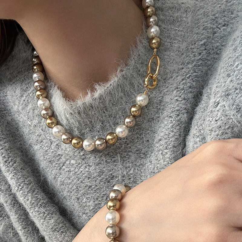 Mišrių spalvų perlų vėrinio aksesuarai moterims, lengviausi deriniai, aukštos klasės nišiniai, lengvi, prabangūs, retro stiliaus karoliukų vėriniai, megztiniai, grandinėlės papuošalai