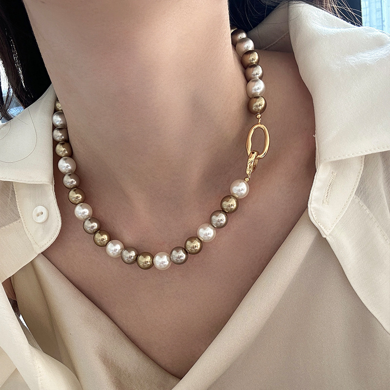 Mišrių spalvų perlų vėrinio aksesuarai moterims, lengviausi deriniai, aukštos klasės nišiniai, lengvi, prabangūs, retro stiliaus karoliukų vėriniai, megztiniai, grandinėlės papuošalai