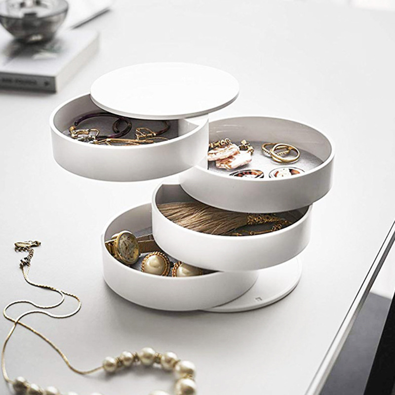 Kūrybinga dulkėms atspari besisukanti papuošalų dėžutė su dangteliu, namų žiedas, karoliai, apyrankė, laikrodis, papuošalai, papuošalų laikymo dėžutė, didmeninė prekyba